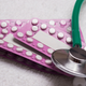 Medicine health care contraception and birth control. Oral contraceptive pills, blisters with hormonal tablets